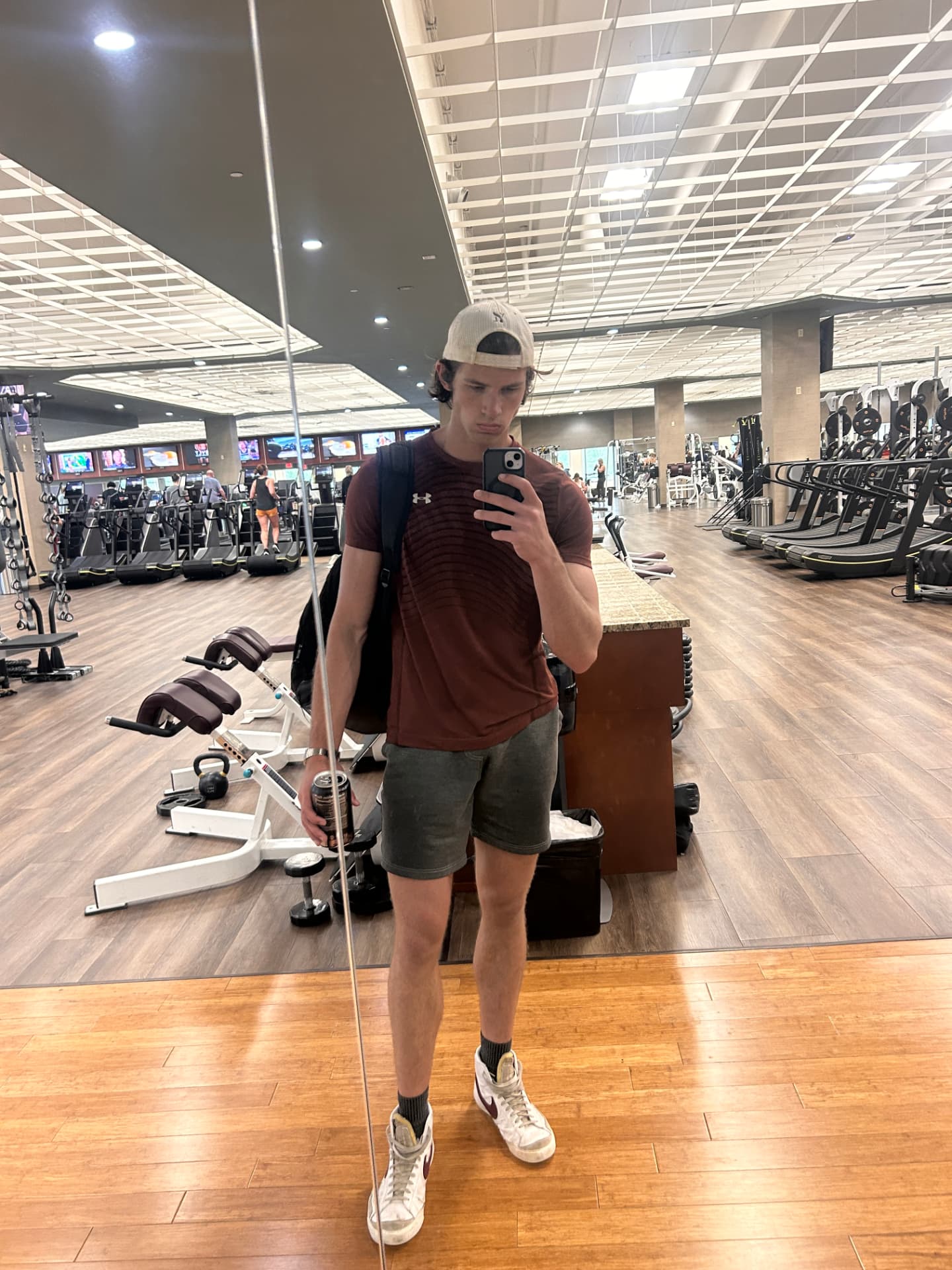 Isaiah Hudgens training in a gym during the year without a track