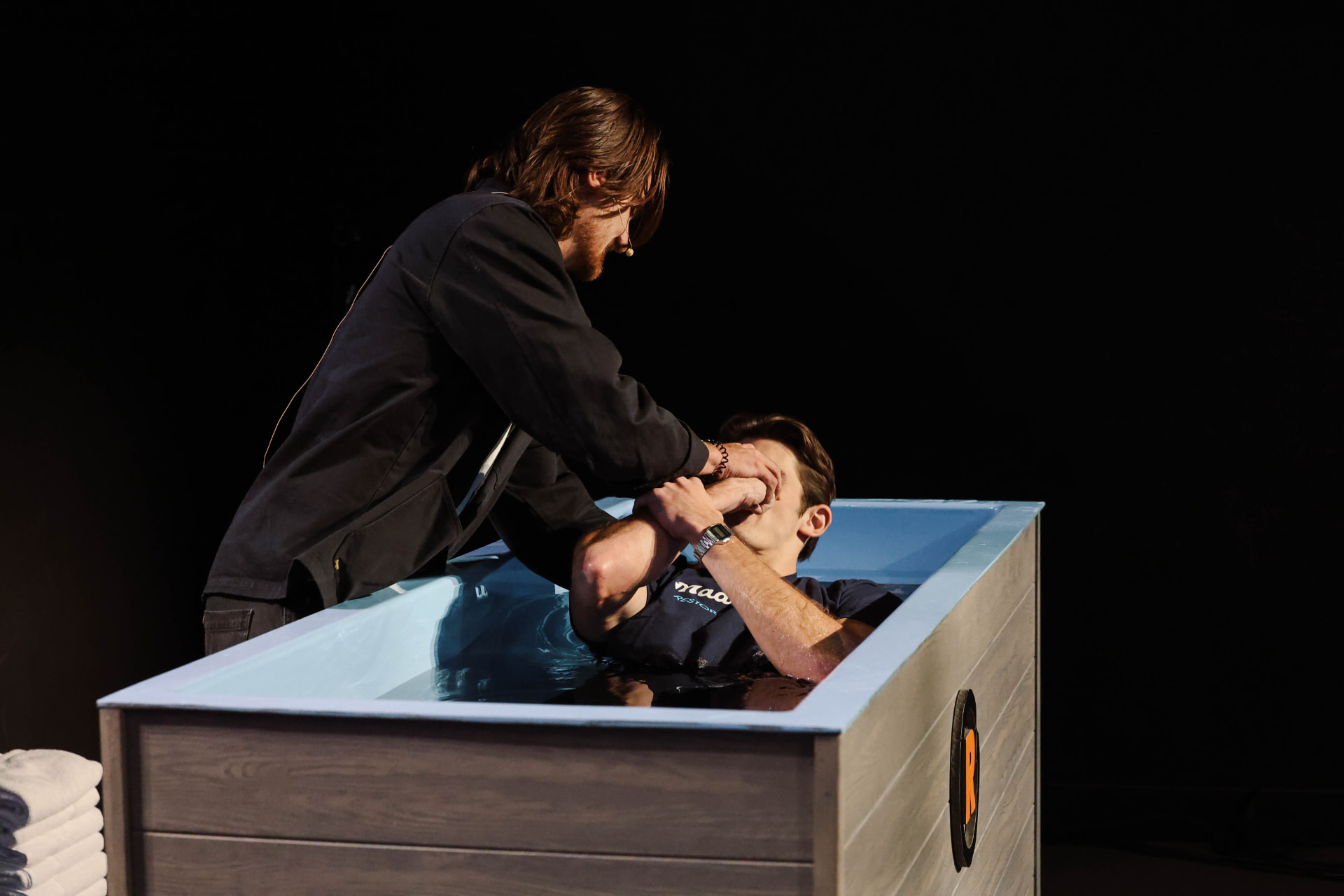 Isaiah Hudgens being baptized at Restoration Church in Roswell, Georgia